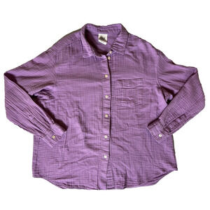 GAP The Big Shirt LAVENDER Gauze Cotton Button Front Shirt Oversized Med. EARTHY